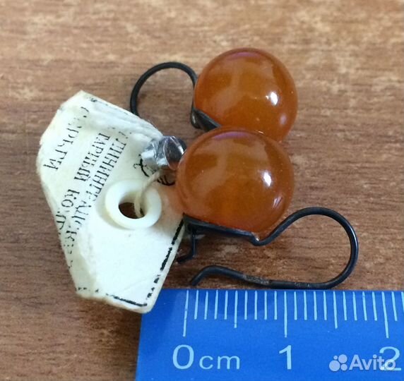 Серебряные серьги с янтарём. СССР