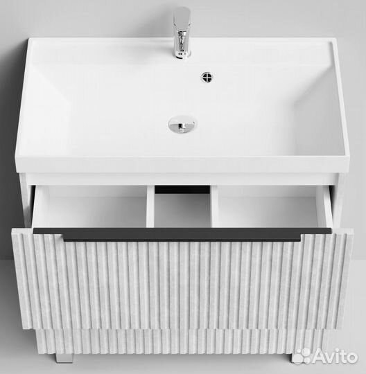 Тумба с раковиной Дольчи 80см напольный, белый кам