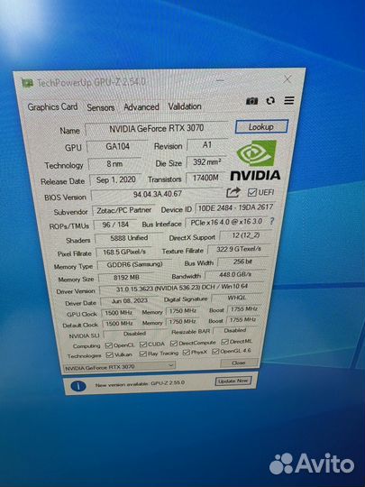 Zotac RTX 3070 Gaming Twin Edge 8гб