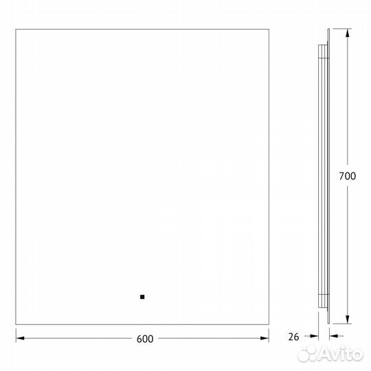 Зеркало фацет LED 60x70 glow defesto DF2506R