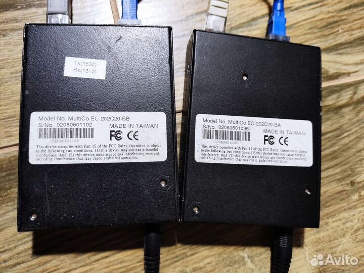 Медиаконвертеры 100 Мбит оптич. 2шт с бп 5В