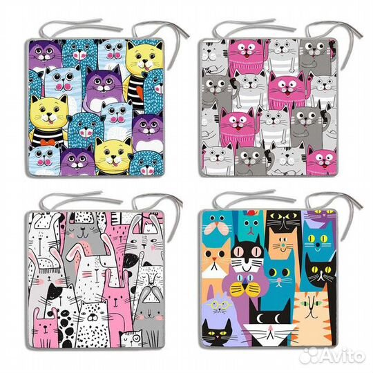 Сиденье для стула Коты 39х39см в ассортименте (раз