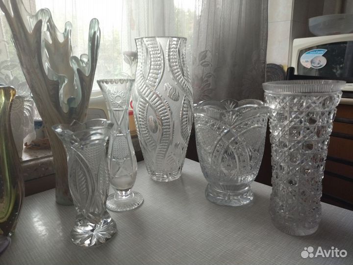 Хрустальные вазы, ладья, конфетницы, икорницы