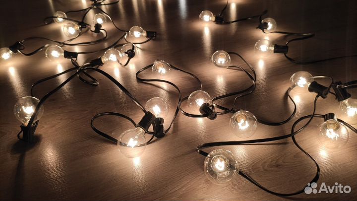 Ретро гирлянда для интерьера, теплый свет