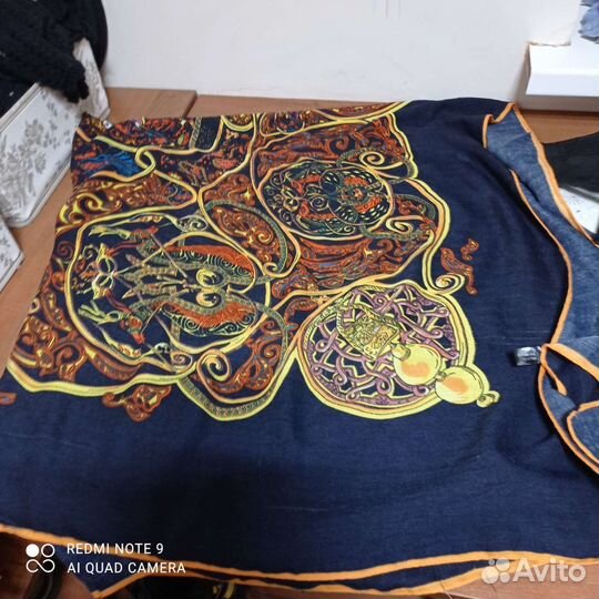 Палантин, платок, шарф кашемир, шерсть, шелк