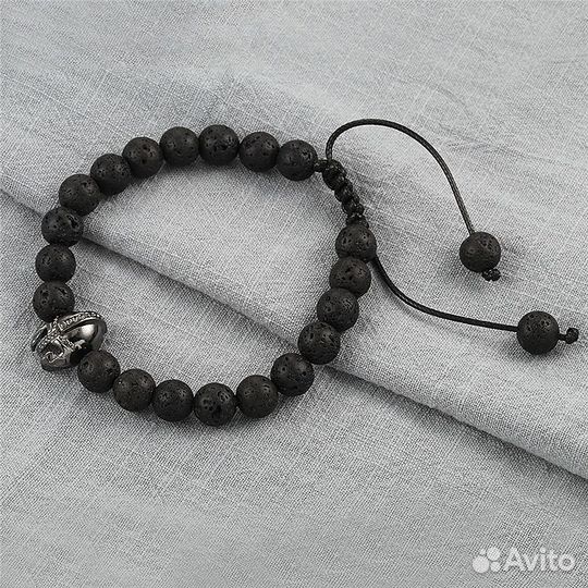 Вулканическая лава + кожаный браслет