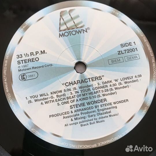 LP Stevie Wonder – Characters, 1987, FP, GF, EU
