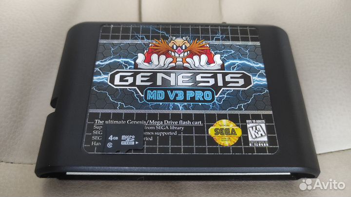 Флеш картридж (чёрный) sega MD V3 PRO 4Gb classic