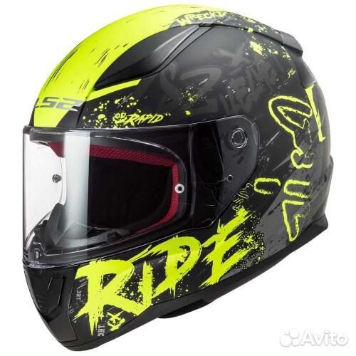 Мотошлем LS2 FF353 Rapid Naughty matt black hi-vis