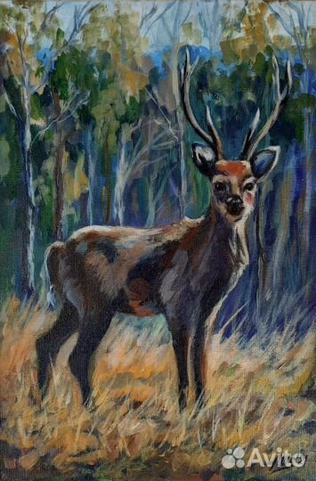 Картина олень Картина животные Лесной пейзаж