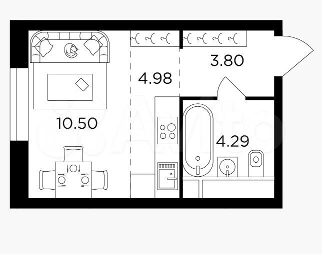 Квартира-студия, 23,5 м², 5/30 эт.