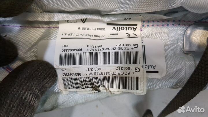 Подушка безопасности боковая Peugeot 2008, 2015