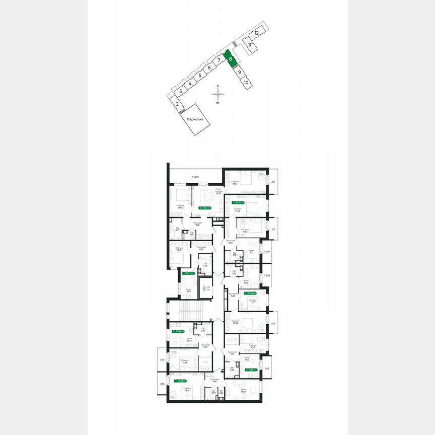 2-к. квартира, 50,8 м², 4/8 эт.