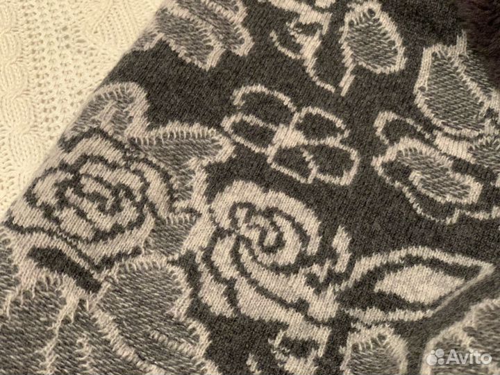 Зимняя косынка с меховой опушкой шерсть