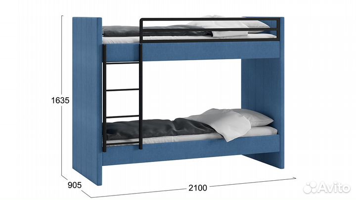 Кровать двухъярусная с мягкой обивкой «Дарси»
