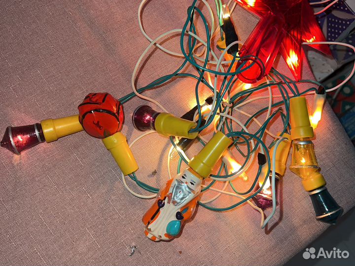 Елочные игрушки СССР лампочки гирлянды