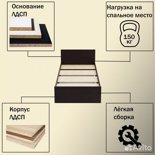 Кровать односпальная с матрасом