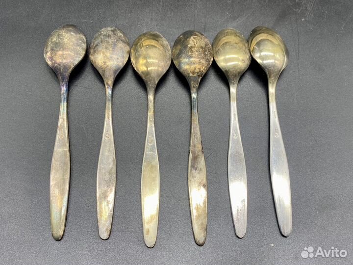 Набор 6 чайных ложек, мельхиор, СССР