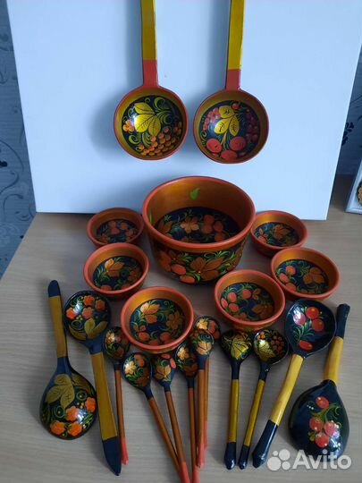 Хохлома набор для мёда, половники, ложки СССР