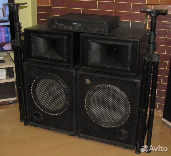 Колонки Pro 1100W Сабвуферы Рупоры Усилок Штативы