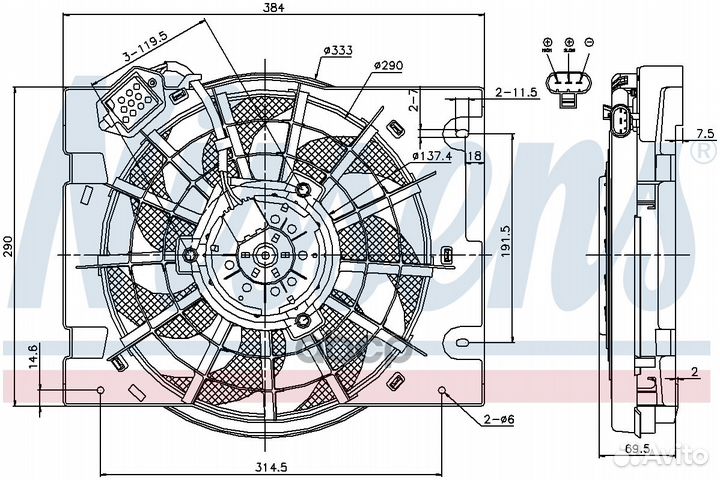 Вентилятор радиатора opel astra/zafira 1.2-2.2