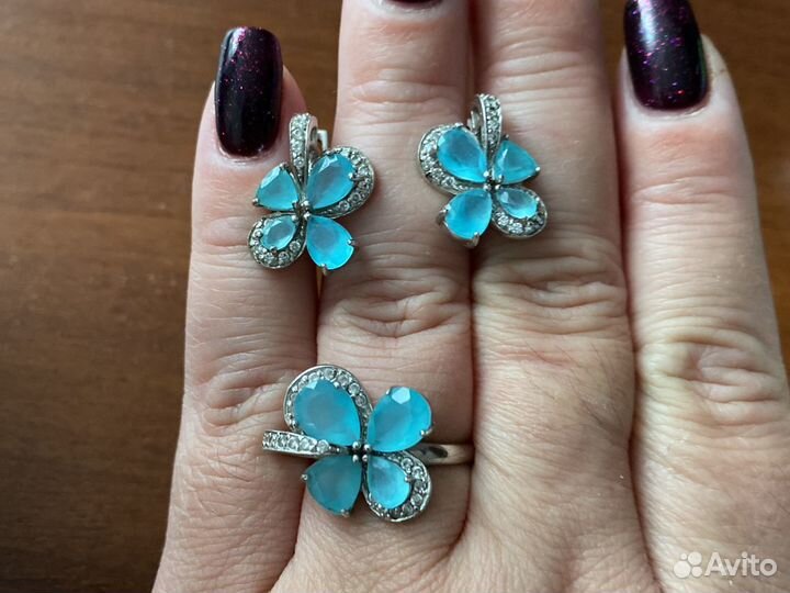 Серебряные наборы, серьги, кольца