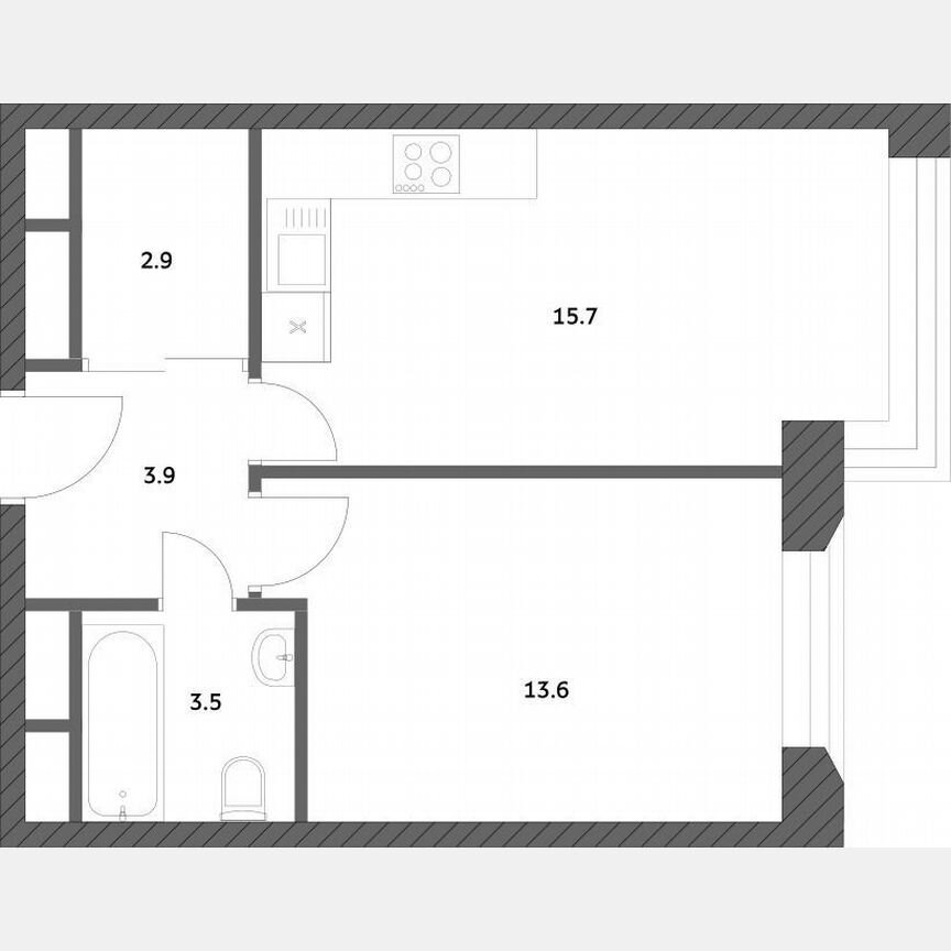 1-к. квартира, 39,6 м², 20/23 эт.