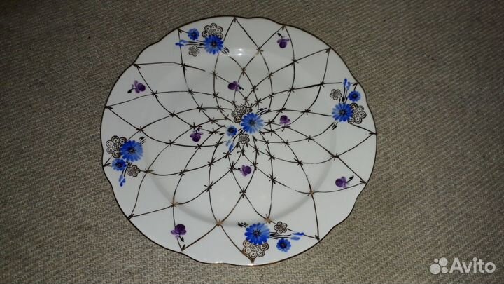 Пирожковая десертная тарелка Золотая сетка лфз