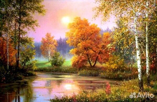 Картина по номерам 40x50 Русская краса на закате д