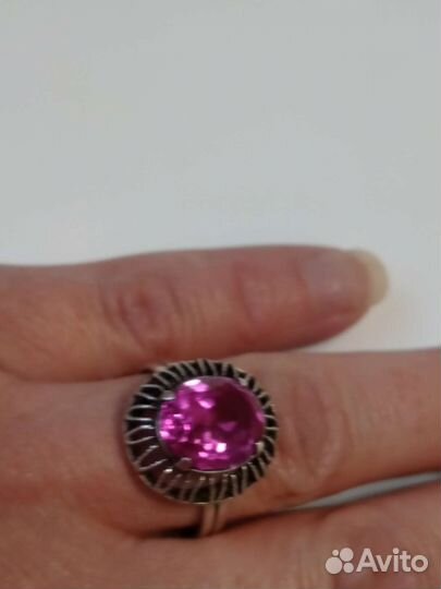 Серебряное винтажное кольцо 875 пробы с камнем