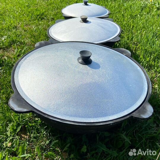Казан чугунный 8л премиум Наманган + крышка
