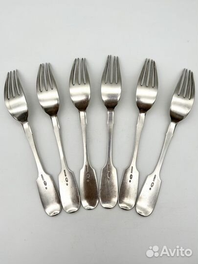 Набор 6 столовых вилок, серебро 84 пр., Петроград