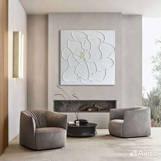 Текстурная картина маслом для интерьера Цветок