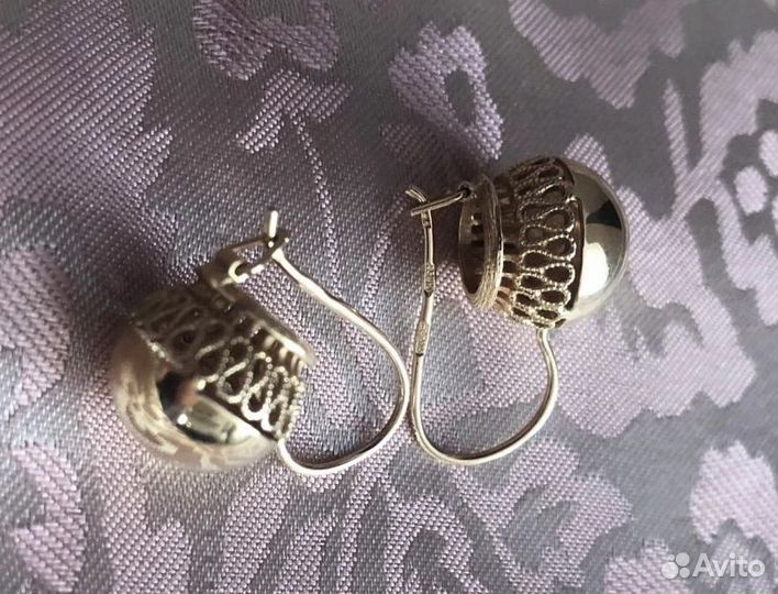 Золотые серьги брошь 585 проба