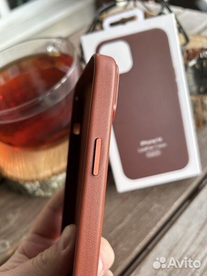 Кожаный чехол iPhone 14 Коричневый