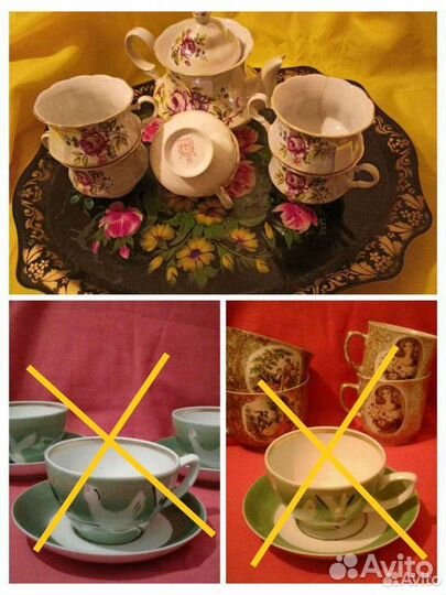 Ссср-Фарф2:Сервиз-Коростень.Дулево.Чайн.Пары+Бокал