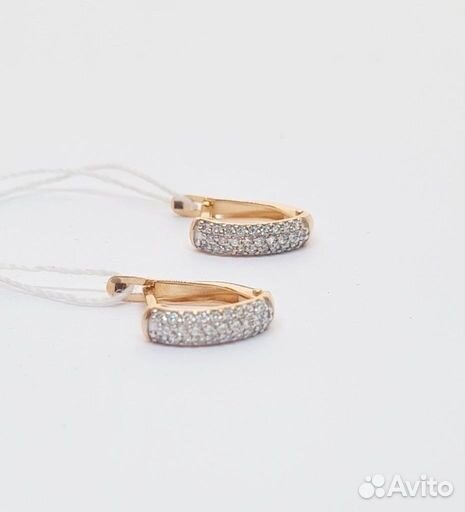 Золотые серьги с фианитом