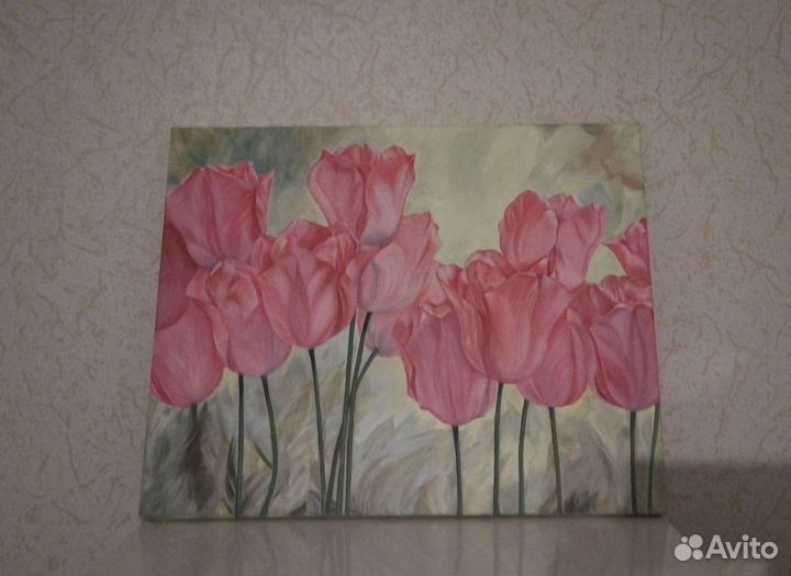 Картина масло, холст 50х40 Тюльпаны