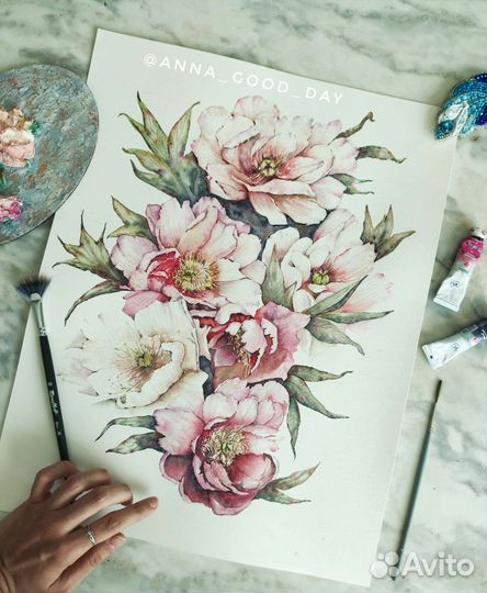 Индивидуальное занятие по рисованию, акварель