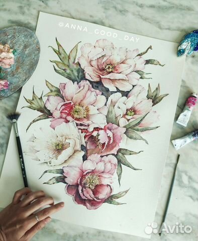 Индивидуальное занятие по рисованию, акварель