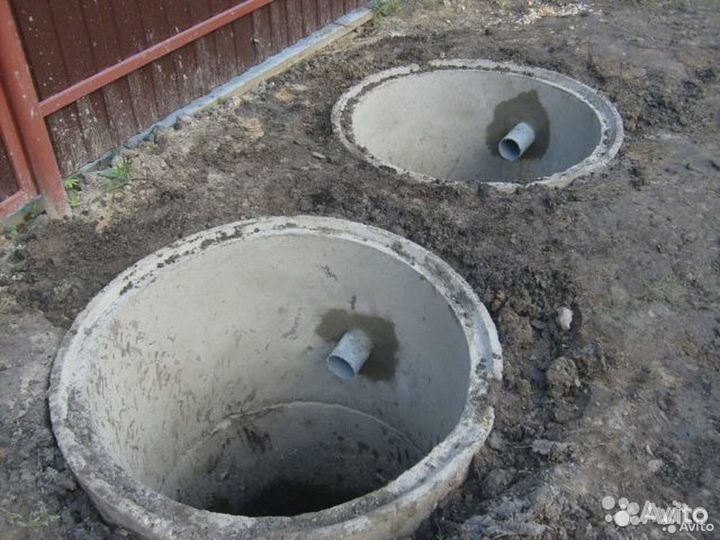 Септик из бетонных колец с установкой