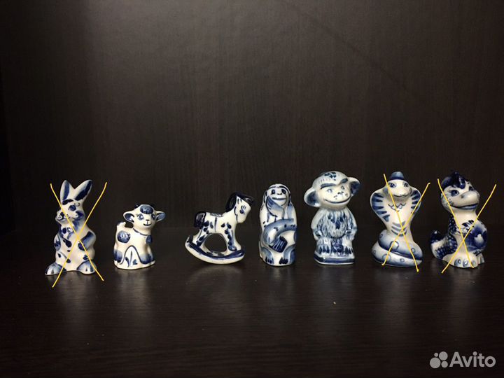 Фигурки Гжель Фарфор СССР 80е клеймо 5см