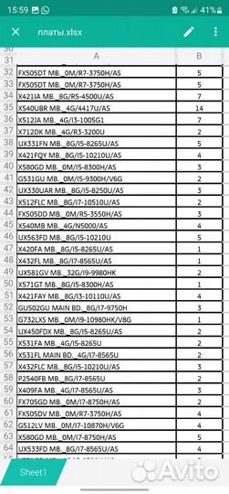 Материнские платы для ноутбуков Asus