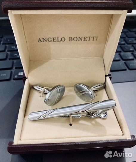 Запонки и застежка для галстука angelo bonetti