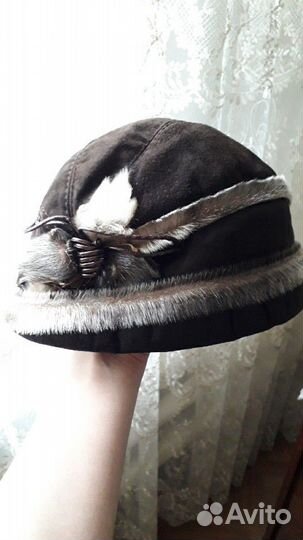 Шапка замша натур и мех
