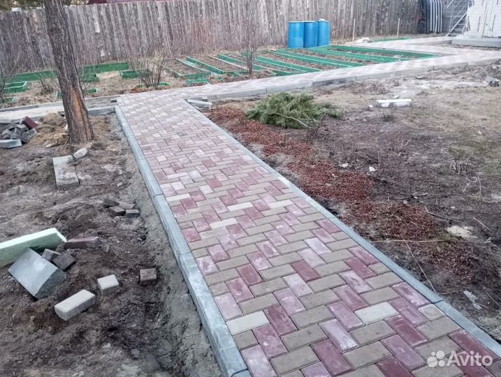 Благоустройство укладка брусчатки и бордюр