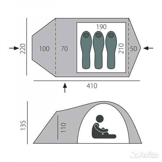 Палатка BTrace Voyager (Зеленый) (T0171)