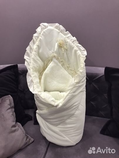 Конверт-одеяло на выписку с овчинкой осень/зима