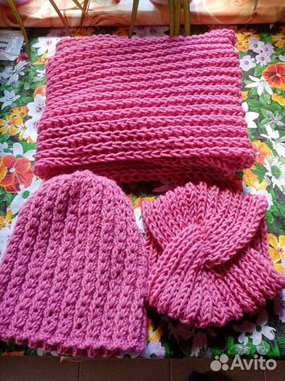 Комплект вязаный снуд и шапка-бини