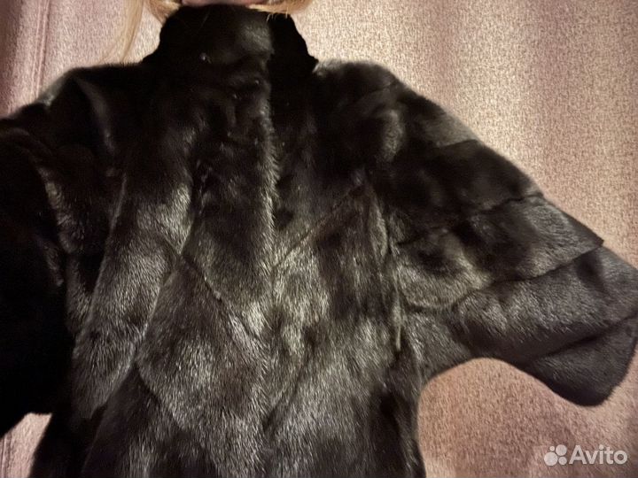 Норковая шуба чёрная автоледи 44 46